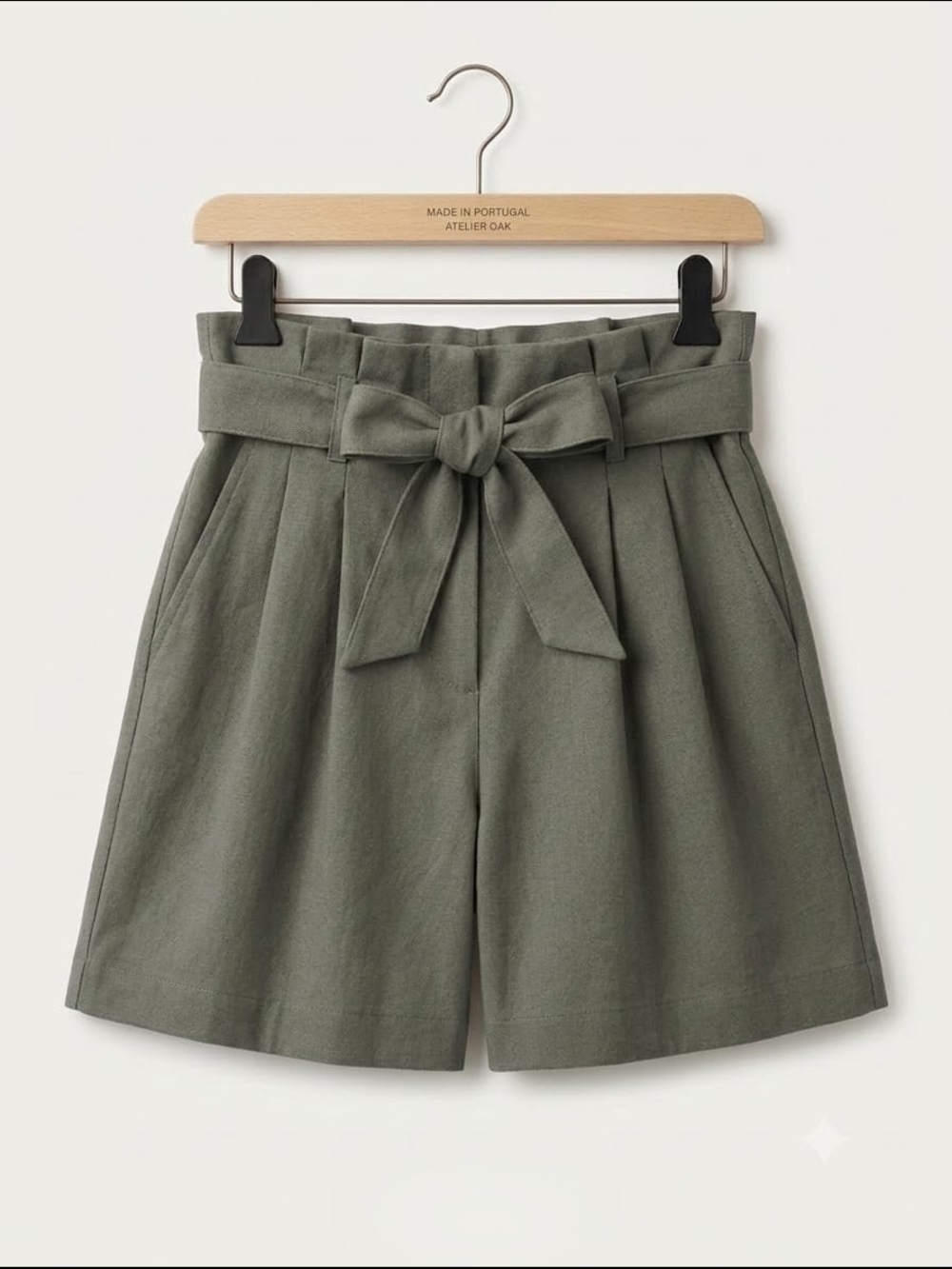 BB Dakota by Steve Madden High-Waist Paperbag Tie Shorts - Olive